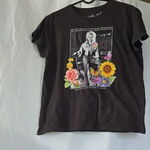 Black Graphic T-Shirt with Floral Design